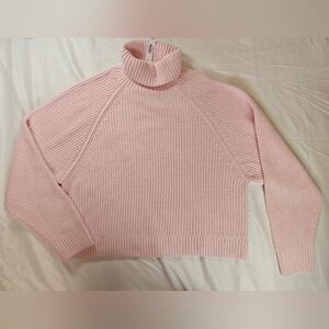 NWT Victorias Secret Pink Womens Pink Long Sleeve Turtleneck Sweater Size Large